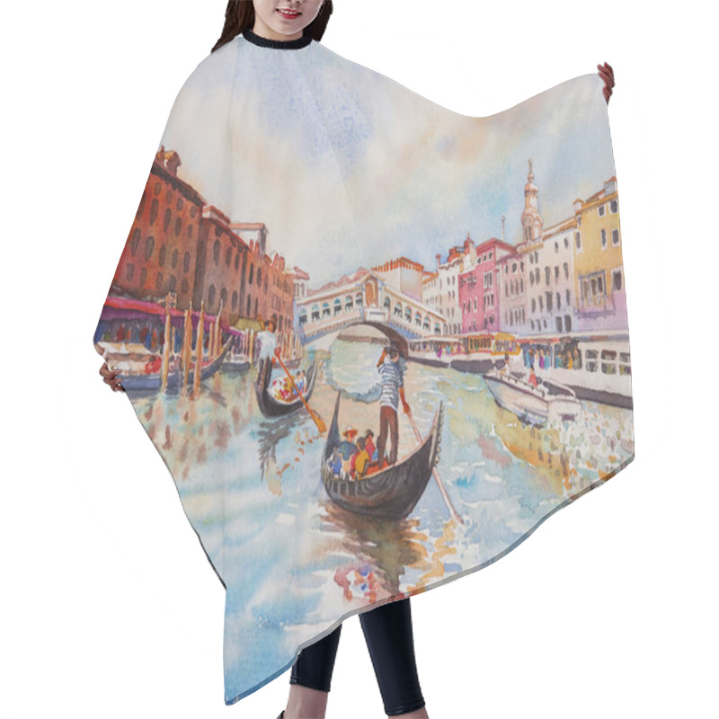 Personality  Travel Venice Canal With Tourist On Gondola.  Hair Cutting Cape