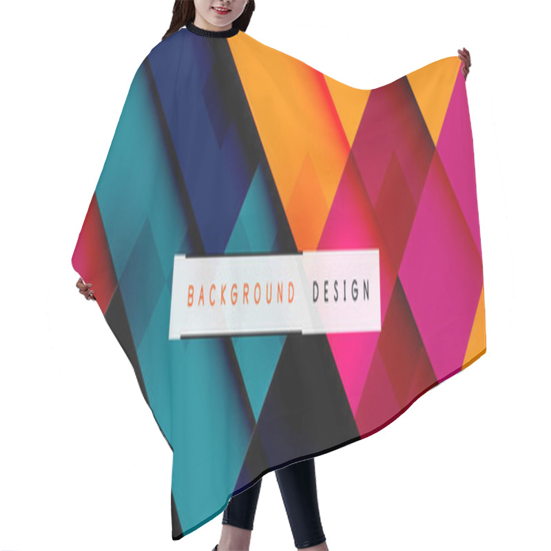 Personality  A Vibrant Background Design Featuring Squares In Tints And Shades Of Electric Blue And Magenta. The Pattern Is Symmetrical With Parallel Lines Creating A Visually Appealing Layout Hair Cutting Cape