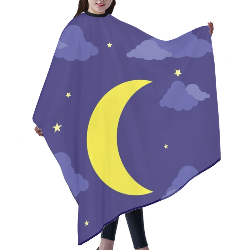 Personality  Vector Illustration Of Cartoon Glossy Moon In The Sky Hair Cutting Cape