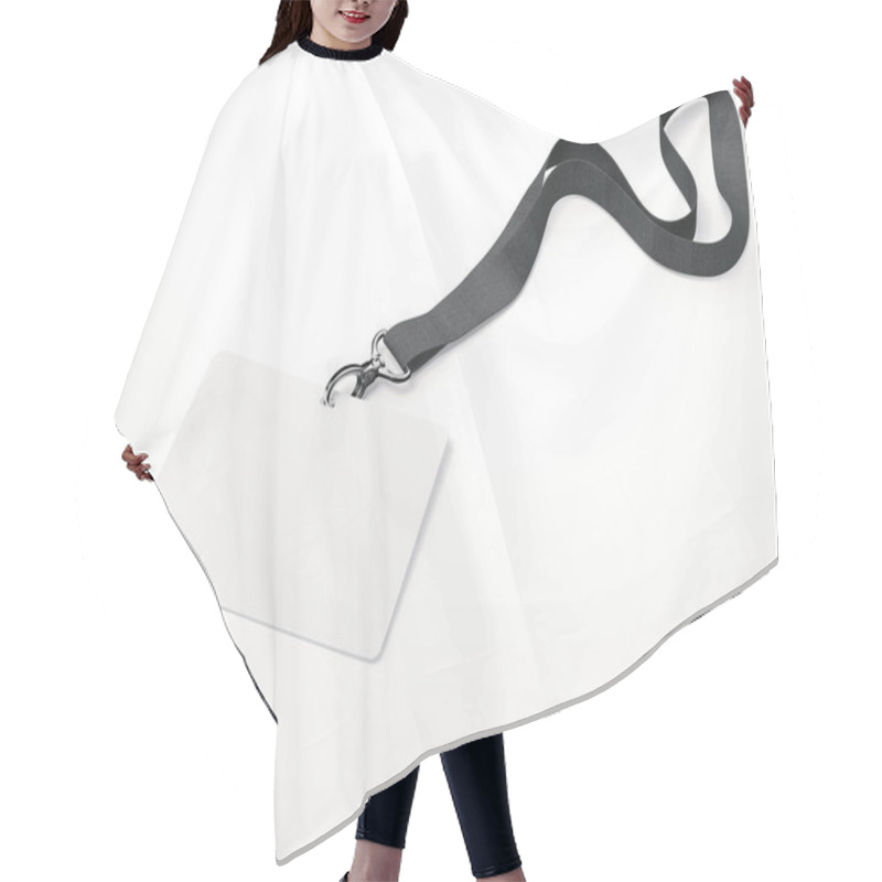 Personality  White Horizontal Badge With Ribbon. 3d Rendering Hair Cutting Cape