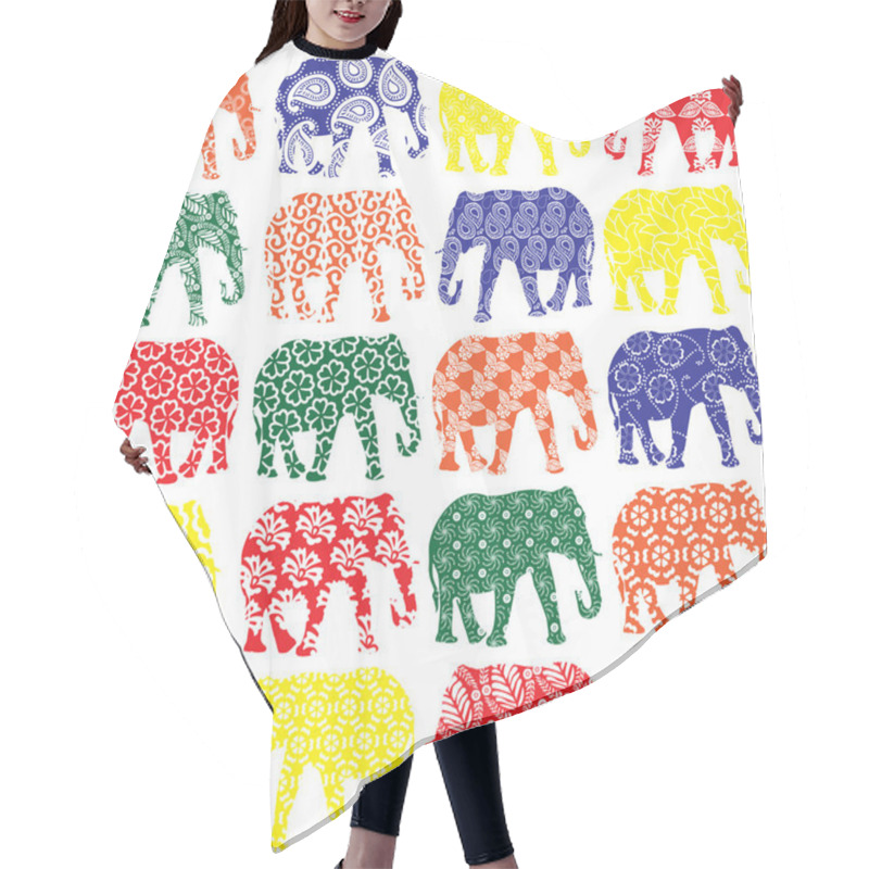 Personality  Seamless Pattern With Elephants Hair Cutting Cape