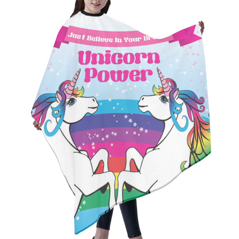 Personality  Motivation Card. Unicorns Hair Cutting Cape