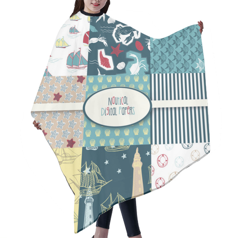 Personality  Nautical Digital Scrapbook Papers Hair Cutting Cape