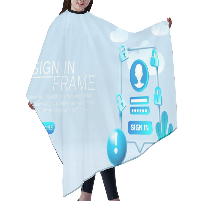 Personality  Sign In Smartphone Mobile Screen, Technology Mobile Display. Vector Hair Cutting Cape