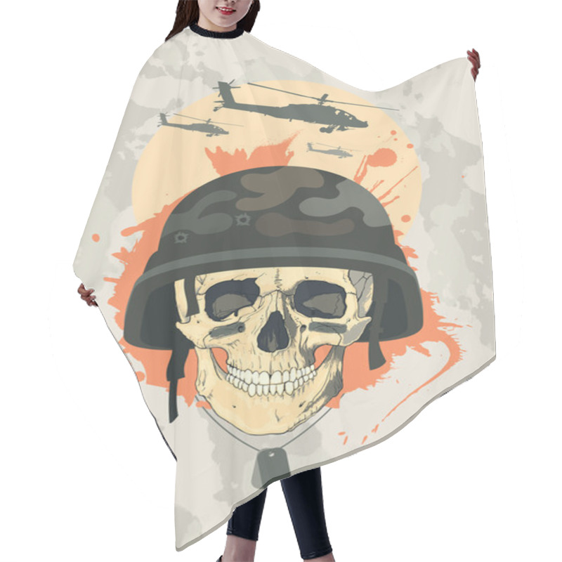 Personality  Military Design With Skull. Hair Cutting Cape