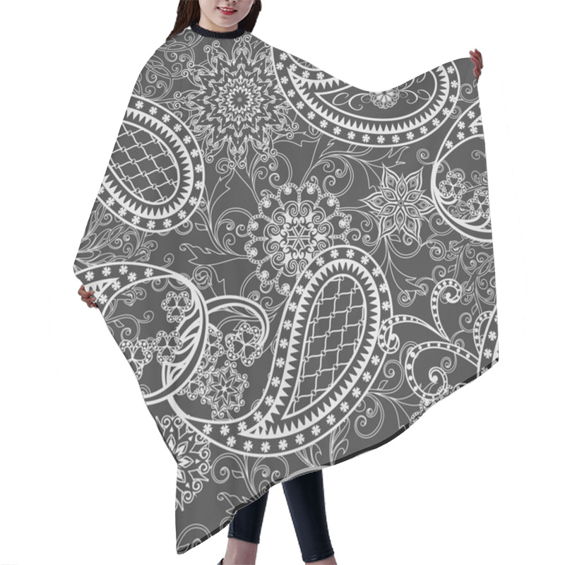 Personality  Seamless Pattern In Ethnic Traditional Style. Hair Cutting Cape