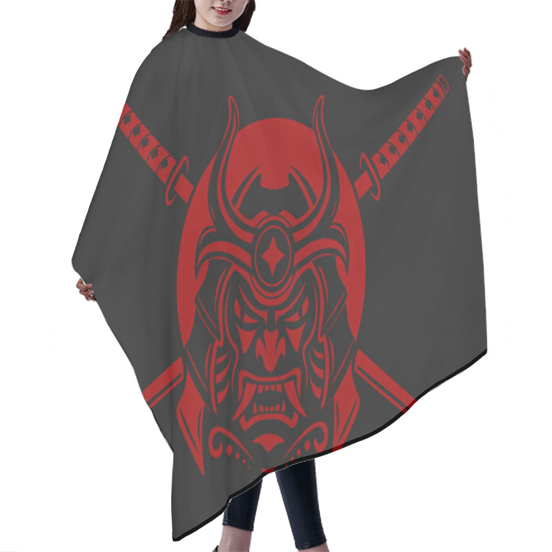 Personality  Amurai Warrior With Katana Sword. Samurai Mask Japanese. Ronin. Vector Illustration. Hair Cutting Cape