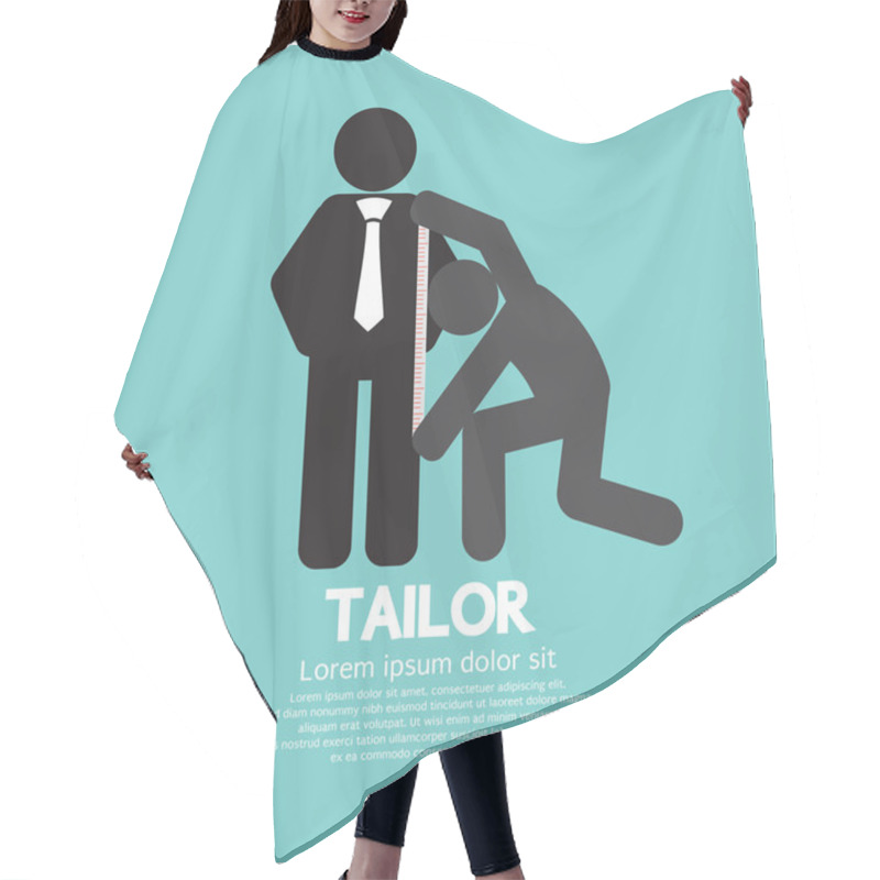 Personality  Customer Getting Measure By Tailor Symbol Vector Illustration Hair Cutting Cape