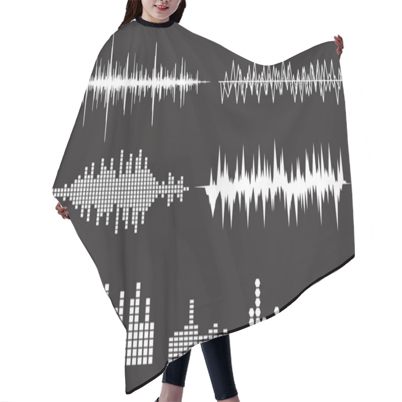 Personality  Sound Waves Icons Set Hair Cutting Cape