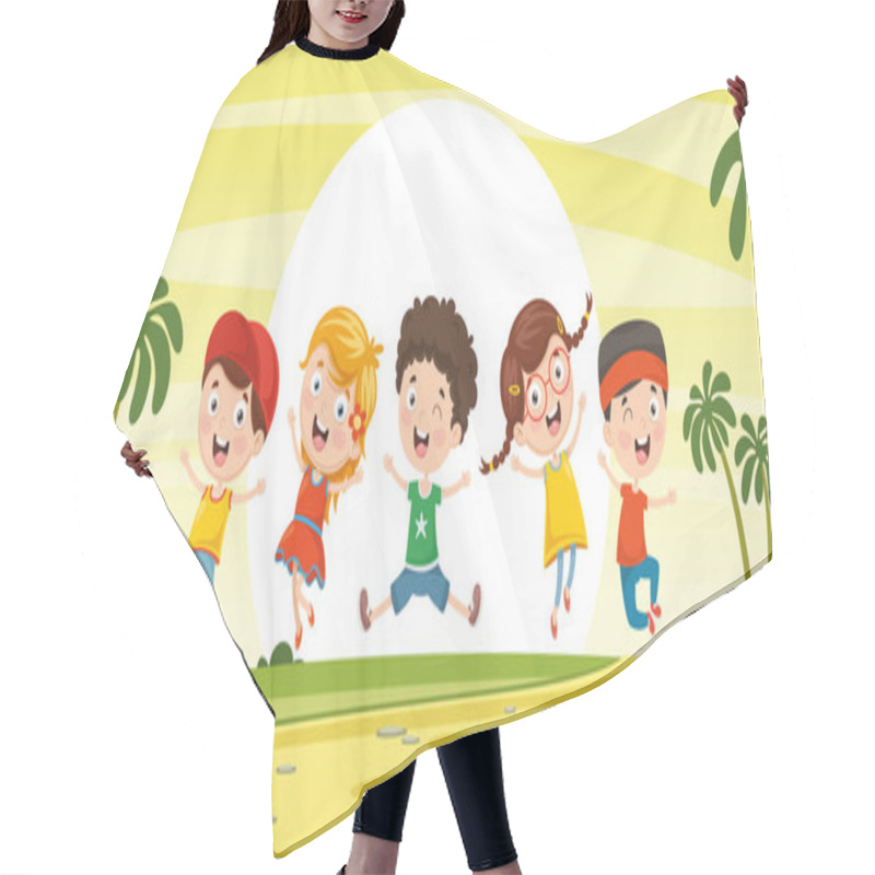 Personality  Vector Illustration Of Children Hair Cutting Cape