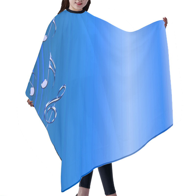 Personality  Blue Background Theme With Musical Notes And Treble Clef Illustration Hair Cutting Cape