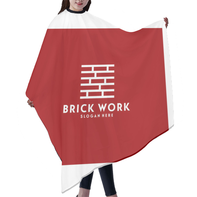 Personality  Modern Flat Brick Logo, Brick Work Simple Modern Logo Template Hair Cutting Cape