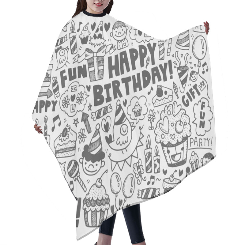 Personality  Doodle Birthday Party Background Hair Cutting Cape