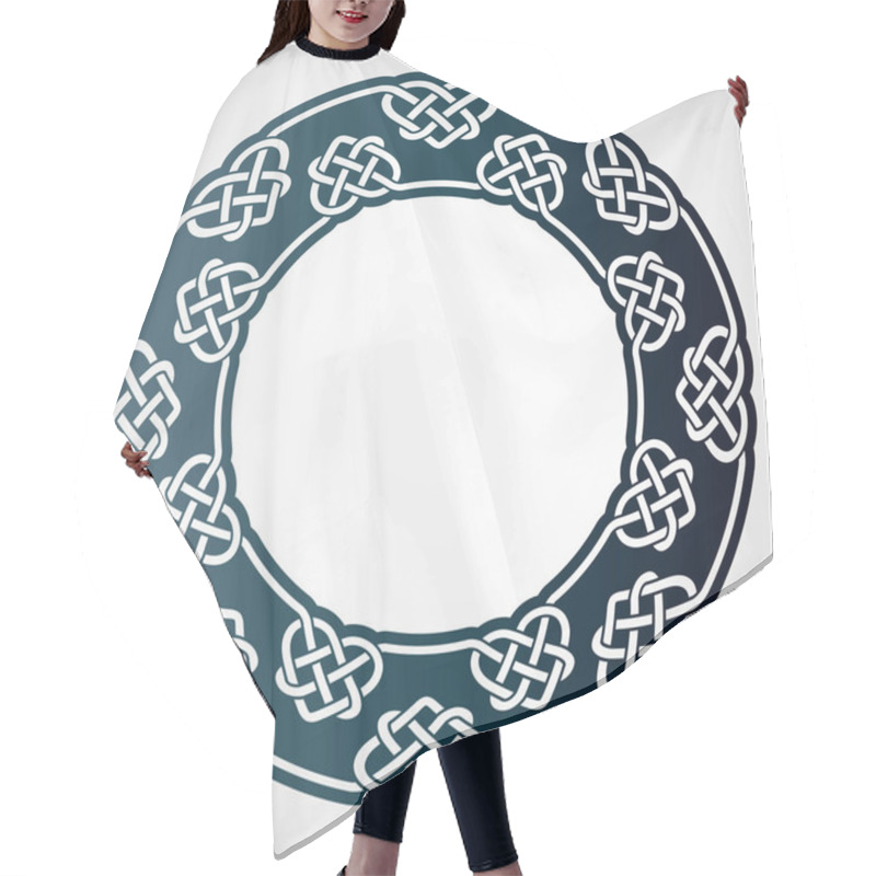 Personality  Openwork Round Frame With Celtic Motif. Laser Cutting Template. Hair Cutting Cape