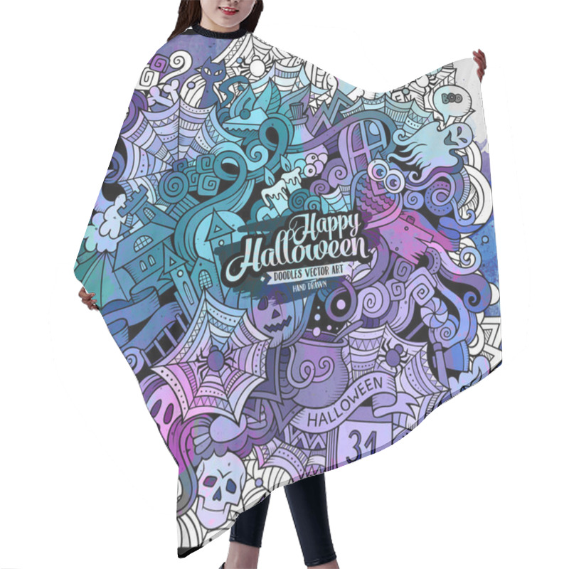 Personality  Cartoon Cute Doodles Hand Drawn Halloween Illustration Hair Cutting Cape