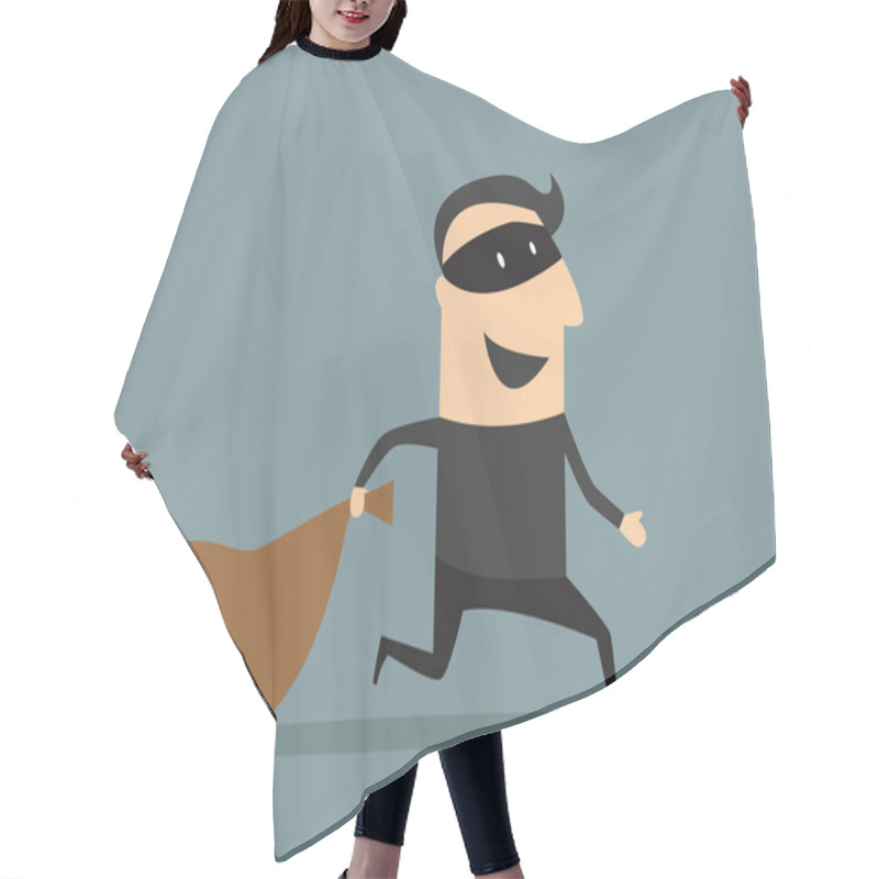 Personality  Cartoon Thief In Mask With Sack Hair Cutting Cape