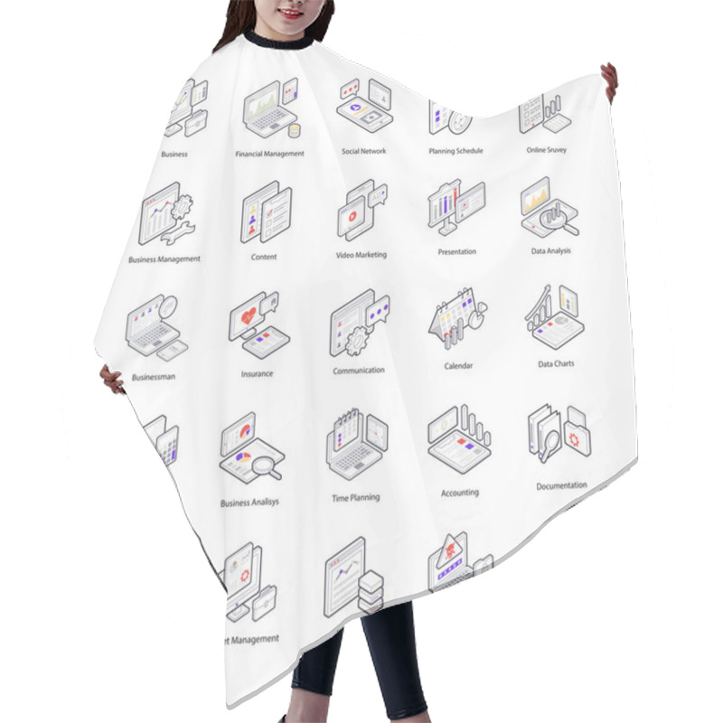 Personality  Business Management Vector Icons  Hair Cutting Cape