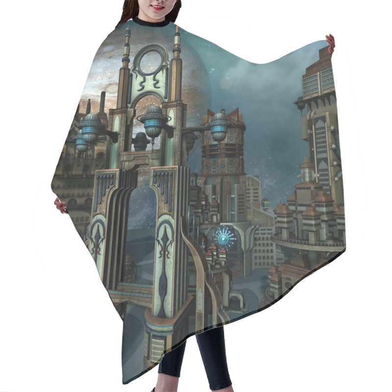 Personality  Modern City In The Outer Space Hair Cutting Cape