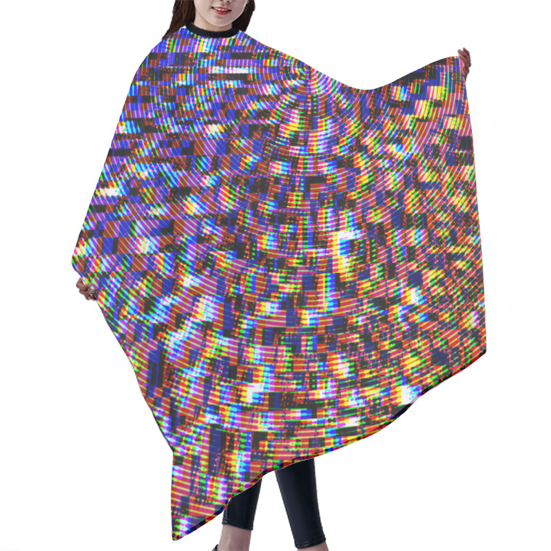 Personality  Digital Glitch Effect. Hair Cutting Cape