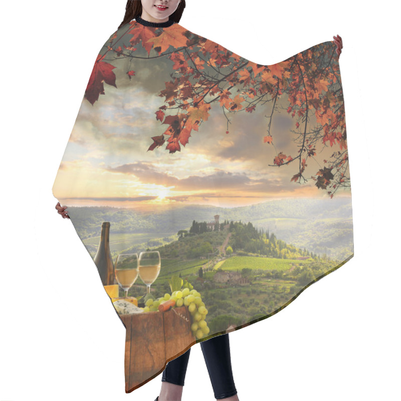 Personality  White Wine With Barrel On Vineyard In Chianti, Tuscany, Italy Hair Cutting Cape