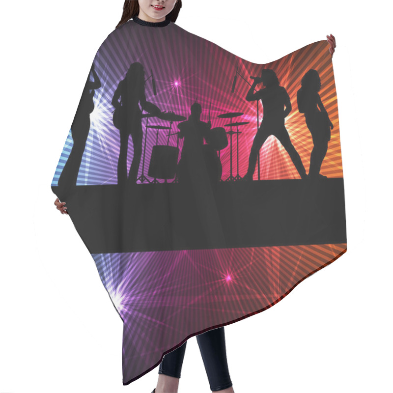 Personality  Rock Band Vector Background With Neon Hair Cutting Cape