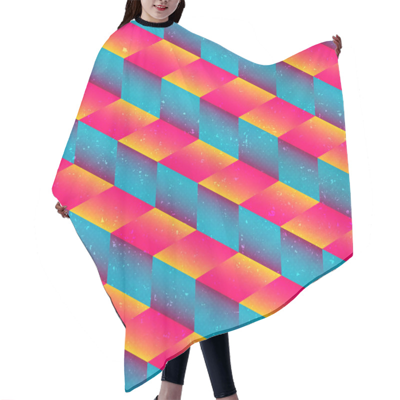 Personality  Bright Geometric Squares Seamless Pattern Hair Cutting Cape