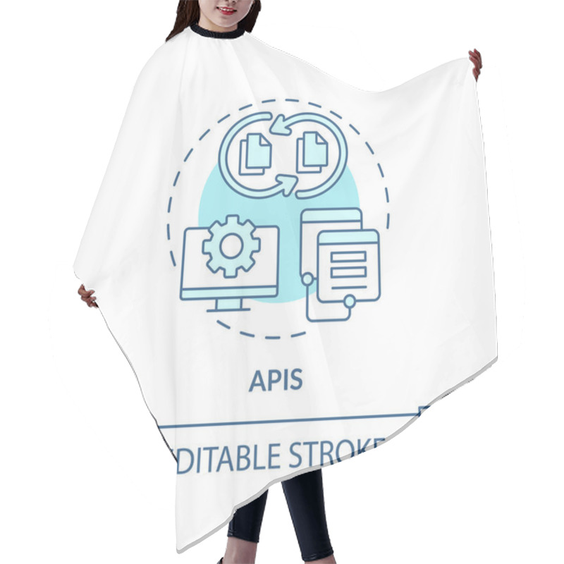 Personality  Editable APIs Concept Blue Thin Line Icon, Isolated Vector Representing Data Democratization. Hair Cutting Cape