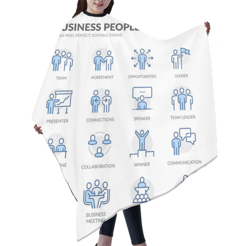 Personality  Line Business People Icons Hair Cutting Cape