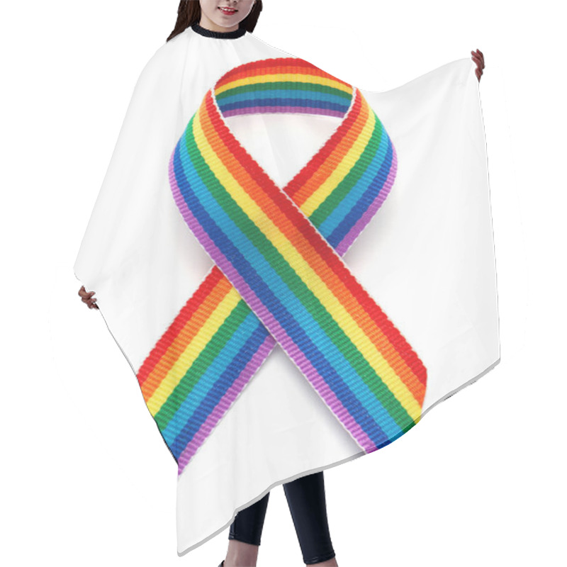 Personality  LGBT Rainbow Ribbon Pride Tape Symbol. Stop Homophobia. Isolated On A White Background Hair Cutting Cape