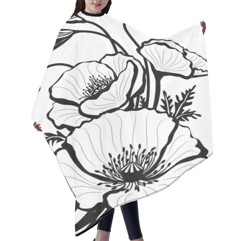 Personality  Sketch Of Poppy Flowers Hair Cutting Cape