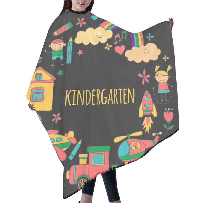 Personality  Vector Set Of Kindergarten Images Hair Cutting Cape