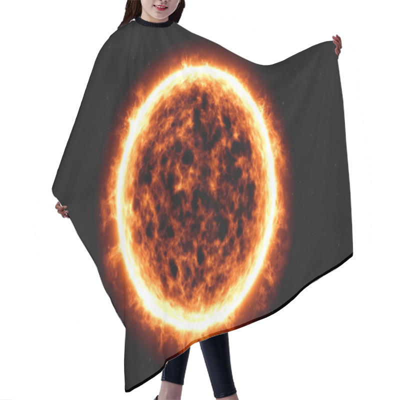 Personality  Illustration Of Fiery Ball Of A Burning Star, Solar Disk. Hair Cutting Cape