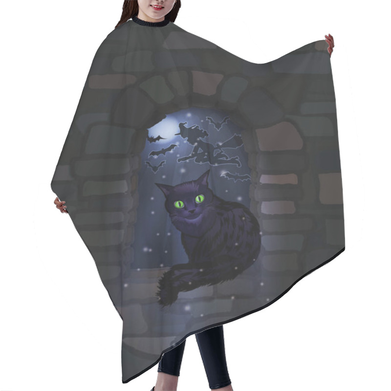 Personality  Happy Halloween Night Wallpaper With Black Cat, Vector Illustration Hair Cutting Cape