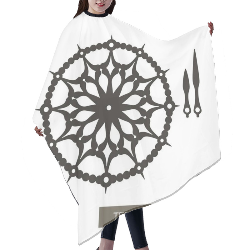 Personality  Openwork Dial With Arrows On White Background. Decor For Home. Template For Laser Cutting, Wood Carving, Paper Cut And Printing. Vector Illustration. Hair Cutting Cape