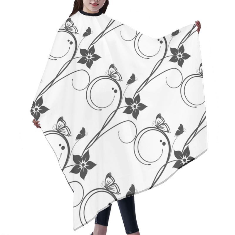 Personality  Flowers Seamless Pattern Hair Cutting Cape