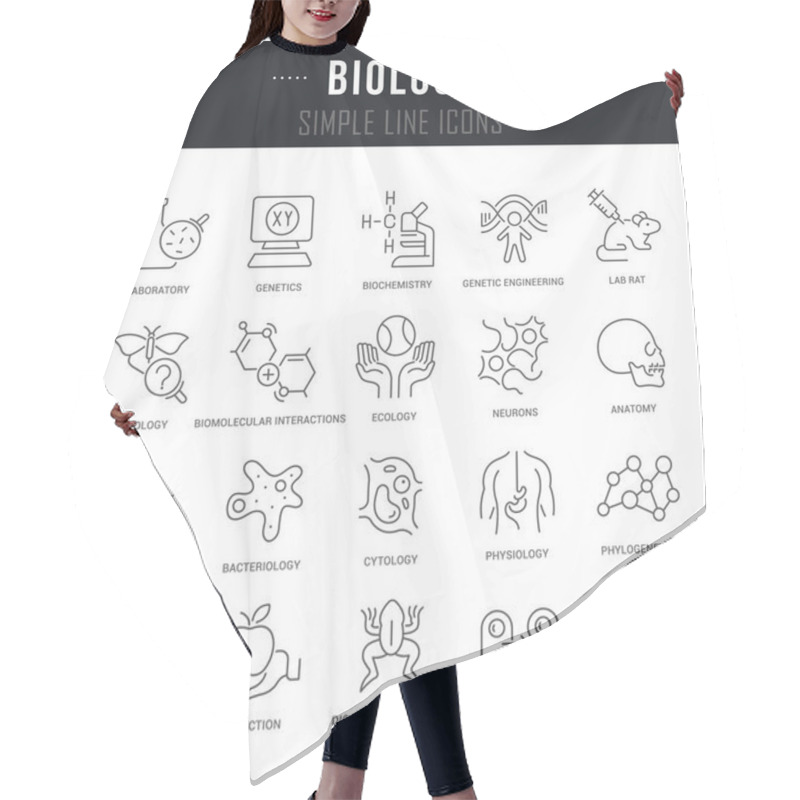 Personality  Set Vector Line Icons Of Biology. Hair Cutting Cape