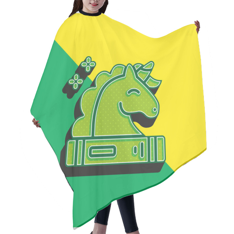 Personality  Book Green And Yellow Modern 3d Vector Icon Logo Hair Cutting Cape