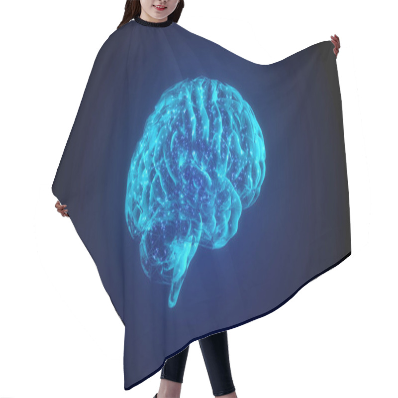 Personality  4k 3fps AI Brain Concept. Artificial Intelligence, Neuronets. 360 Rotating. Futuristic Hologram Of Brain On A Black Background And Glowing Blue. Digital Brain Big Data. Hair Cutting Cape