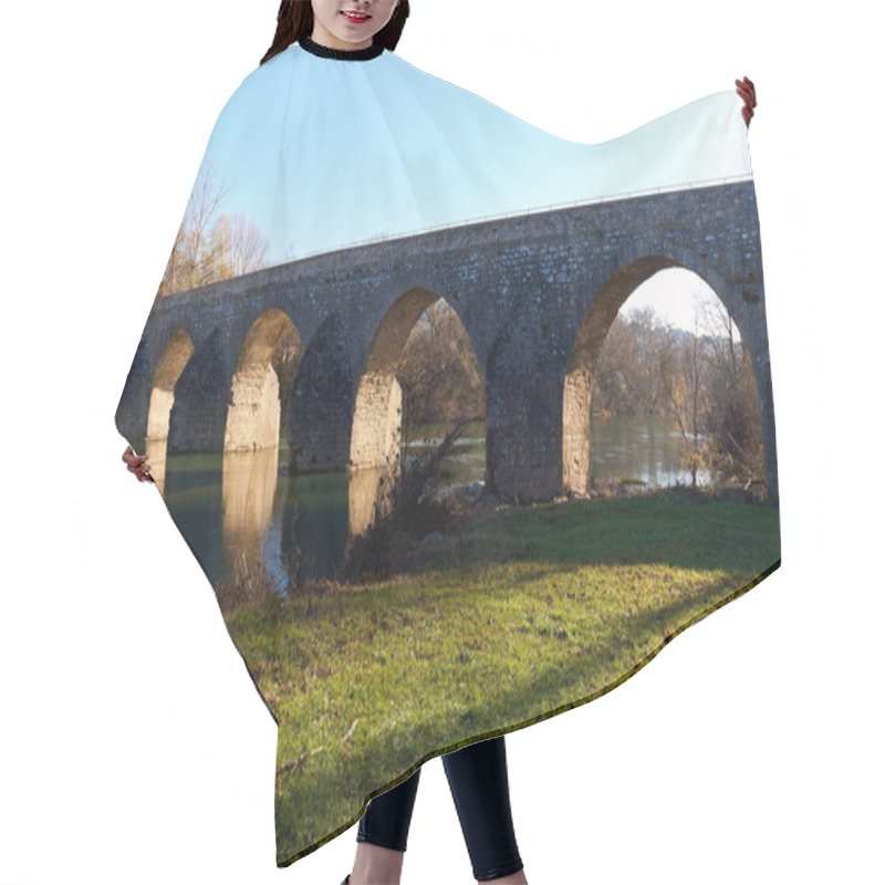 Personality  Ancient Bridge In La Roque-sur-Ceze, France Hair Cutting Cape