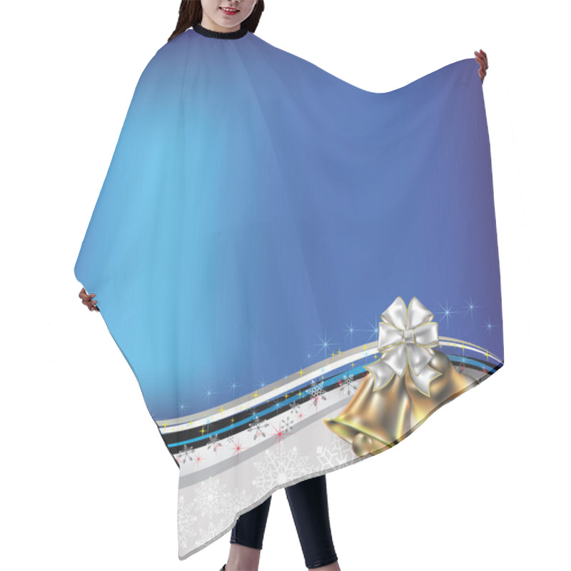 Personality  Christmas Blue Greeting With Bells And Bow Hair Cutting Cape