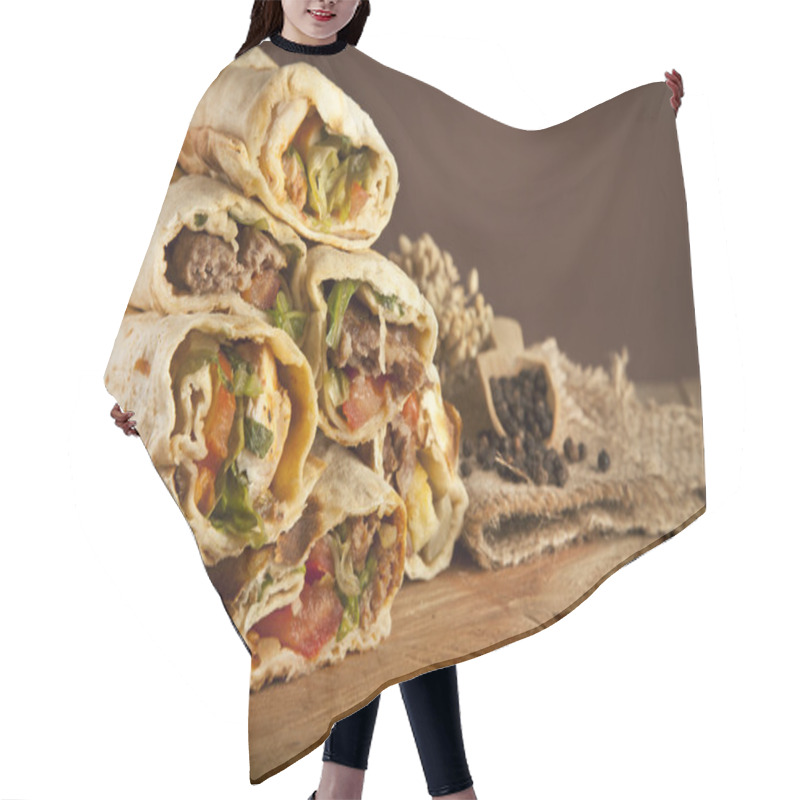 Personality  Turkish Shawarma Durum Traditional Sish Kebab Wrap Hair Cutting Cape