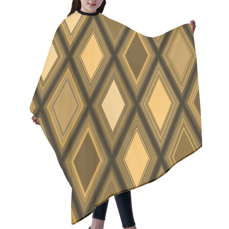 Personality  Seamless Geometric Pattern Wiith Golden  Rhombuses Hair Cutting Cape