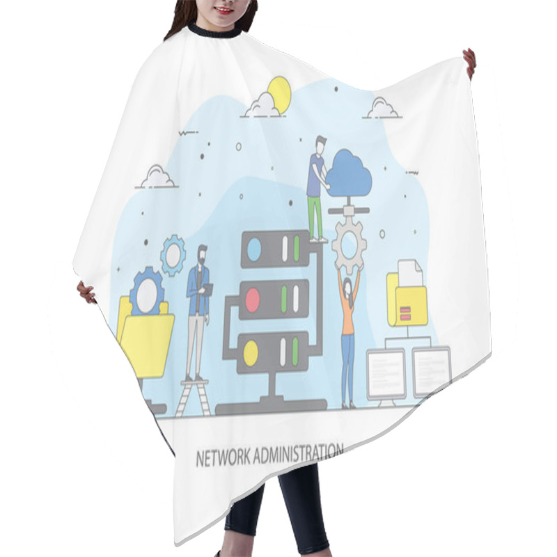 Personality  Flat Illustration Of Network Administration Design  Hair Cutting Cape