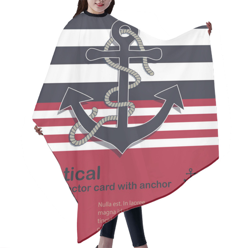 Personality  Nautical Design Vector Card With Marine Anchor And Rope Hair Cutting Cape