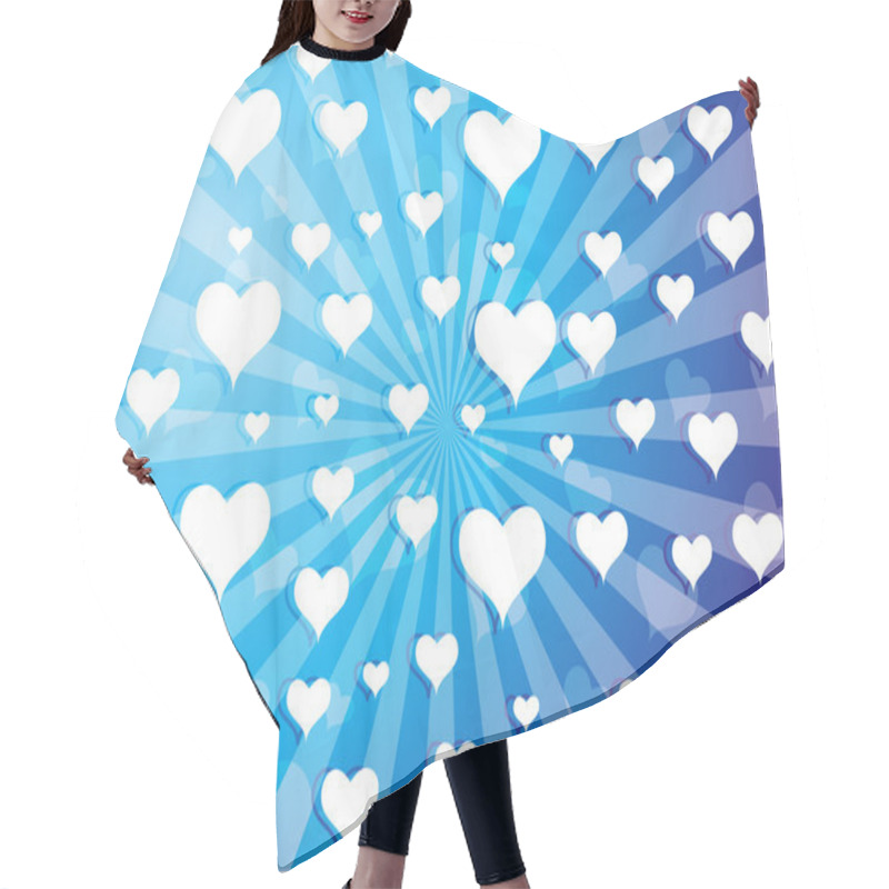 Personality  Flying Hearts On Blue Background Hair Cutting Cape