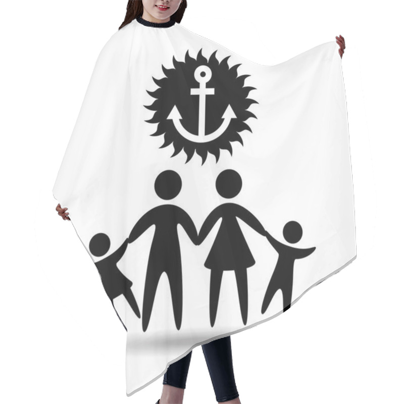 Personality  Silhouette Family Vacation Sailor Anchor Hair Cutting Cape