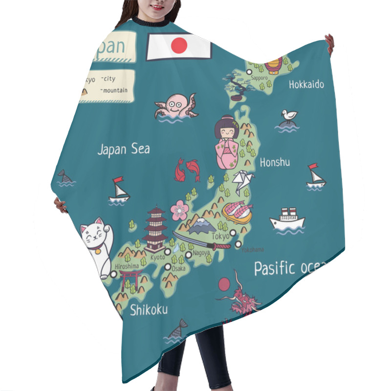 Personality  Cartoon Map Of Japan Hair Cutting Cape