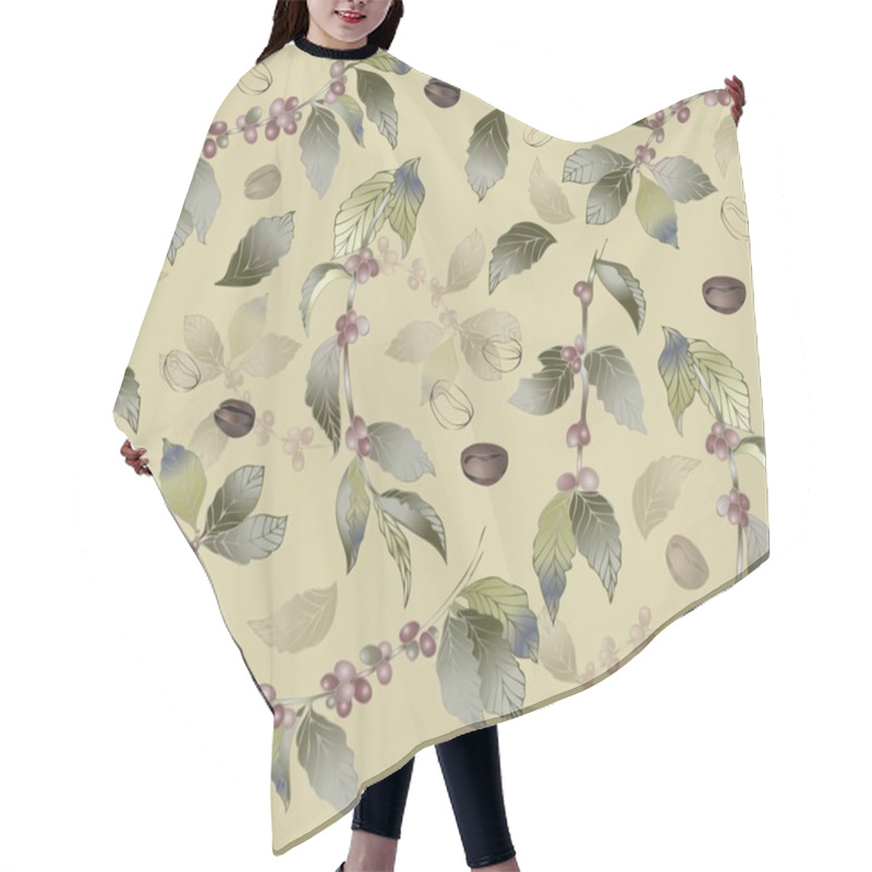 Personality  Seamless Background With Branches Coffee Tree, Fashionable Modern Wallpaper Or Textile. Illustration Of A Coffee Tree. Hair Cutting Cape