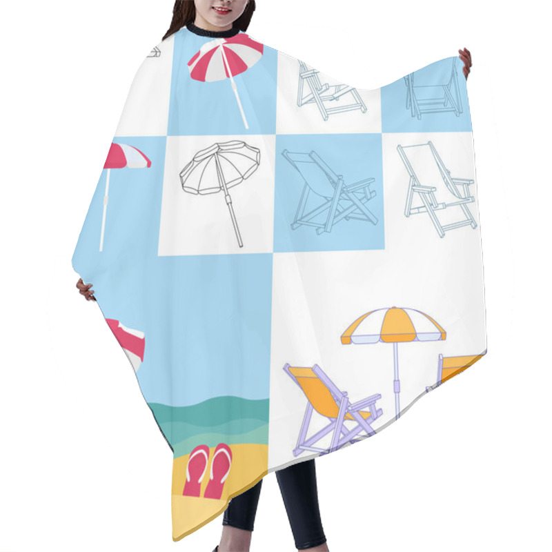 Personality  Set Of Summer Vacation Icons Hair Cutting Cape