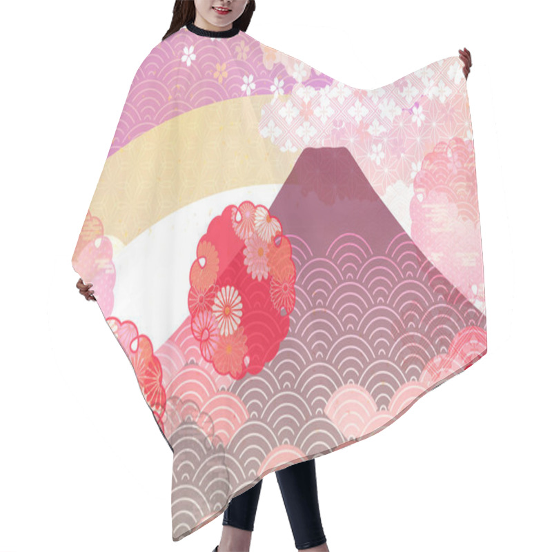 Personality  Mt. Fuji Cherry Blossoms New Year's Card Background  Hair Cutting Cape